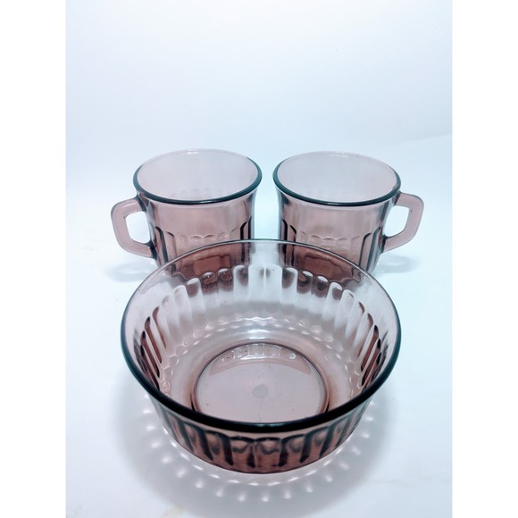 Vintage Mexico Cranberry Amethyst Glass Bowl Cups Blush Purple - Picture 1 of 6